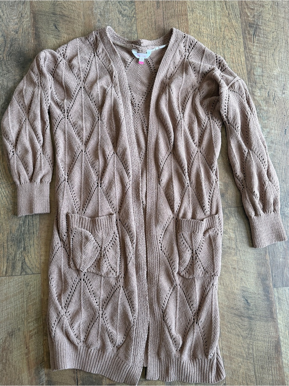 No Boundaries Women’s Open Front Cardigan Loose Knit Sweater Pockets Sz 11-13